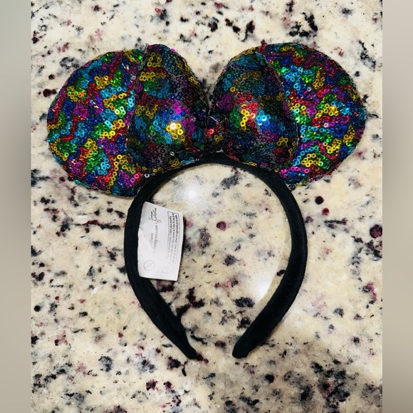 Disney Accessories - Disney Minnie Mouse Ears Headband with Rainbow Sequins